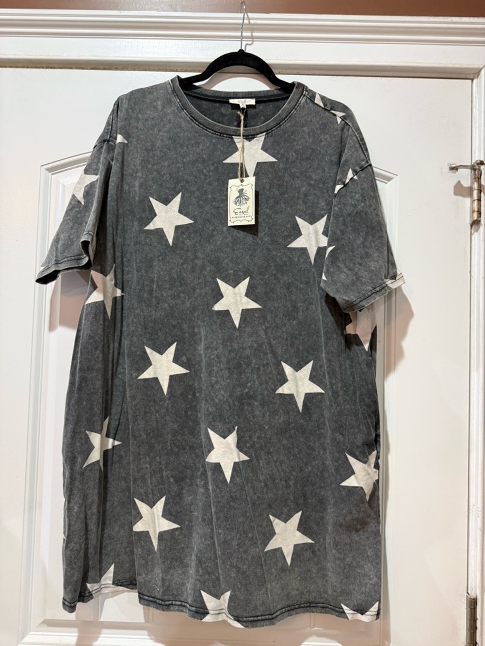 easel Blackwashed Star Print Mini Dress
